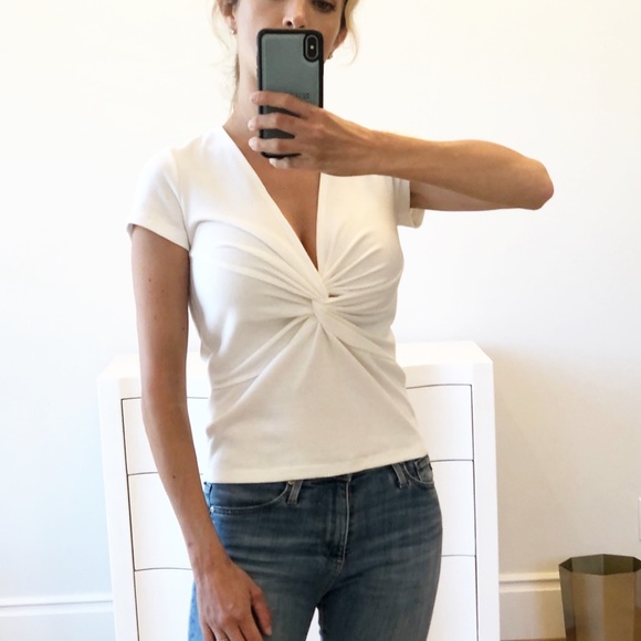 ALYS BEACH White Ribbed Short Sleeve Twist Shirt - Picture 4 of 9